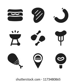bbq icon. 9 bbq vector icons set. barbecue, chicken and hot dog icons for web and design about bbq theme