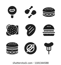 bbq icon. 9 bbq vector icons set. chicken, burger and sausage icons for web and design about bbq theme