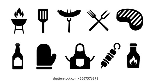 Icono de barbacoa. Conjunto de iconos de barbacoa.