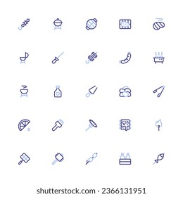 BBQ Icon Collection. Pixel Perfect BBQ Duoline Style 2D Icon