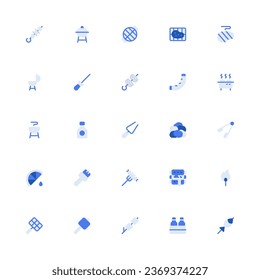 BBQ Icon Collection. Pixel Perfect BBQ Monochrome Style 2D Icon