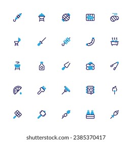 BBQ Icon Collection. Pixel Perfect BBQ Semibold Color Style 2D Icon