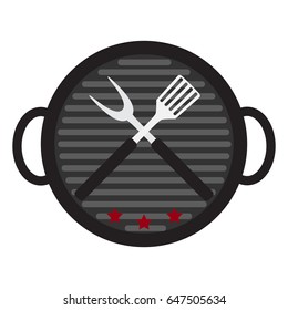 BBQ Icon with Grill Tools. Vector Illustration EPS10
