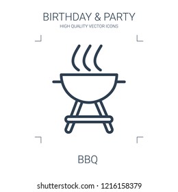 bbq icon. high quality line bbq icon on white background. from birthday party collection flat trendy vector bbq symbol. use for web and mobile