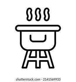 Bbq Icon. Line Art Style Design Isolated On White Background
