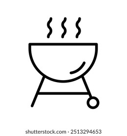 Icono de barbacoa. Diseño de estilo de contorno aislado sobre fondo blanco
