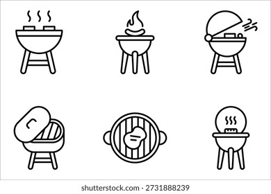 BBQ icon set. Grilling icon set. Grill bbq vector icon set. vector illustration on white background
