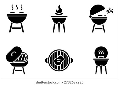 BBQ icon set. Grilling icon set. Grill bbq vector icon set. vector illustration on white background
