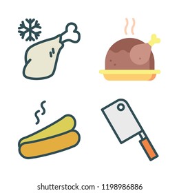 bbq icon set. vector set about chicken, meat, butcher and hot dog icons set.