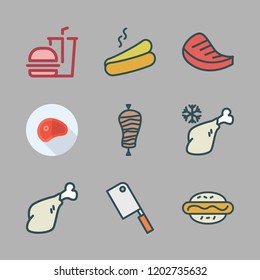 bbq icon set. vector set about kebab, butcher, hot dog and meat icons set.