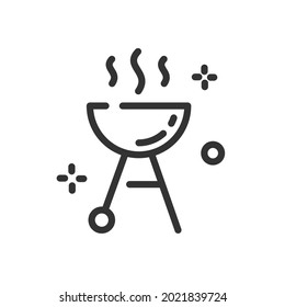 BBQ icon in simple one line style isolated on white background. Vector illustration