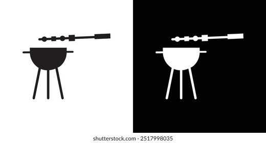 BBQ icon Thin line flat illustration
