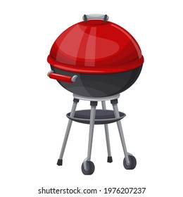 BBQ icon vector illustration. Kettle barbecue grill with cover.