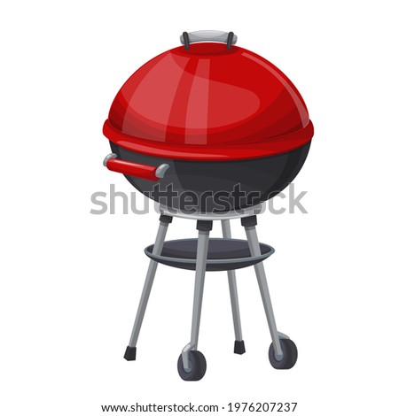 BBQ icon vector illustration. Kettle barbecue grill with cover.