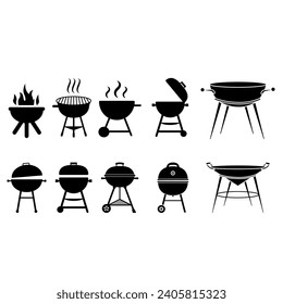 BBQ icon vector set. Grill illustration sign collection. Picnic symbol or logo.