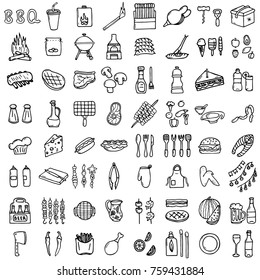 BBQ icons set