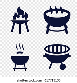 Bbq icons set. set of 4 bbq filled icons such as bbq, barbecue