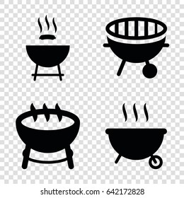 Bbq icons set. set of 4 bbq filled icons such as bbq, barbeque