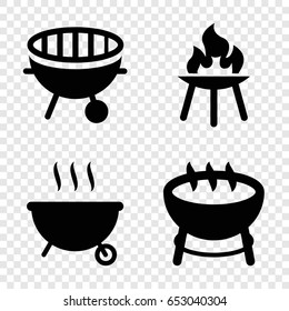 Bbq icons set. set of 4 bbq filled icons such as bbq, barbeque