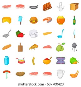 Bbq icons set. Cartoon style of 36 bbq vector icons for web isolated on white background
