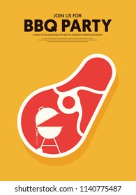 BBQ invitation modern retro vintage style. Design element template can used background, poster, backdrop, publication, vector illustration