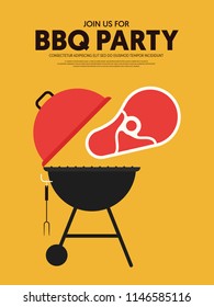 BBQ invitation modern retro vintage style. Design element template can used background, poster, backdrop, publication, vector illustration