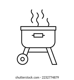 bbq iron summer picnic line icon vector. bbq iron summer picnic sign. isolated contour symbol black illustration