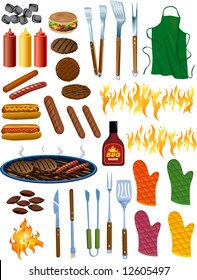 BBQ Items Vector Illustration