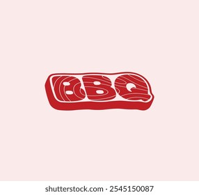 BBQ lettering logo with abstract meat texture vector illustration icon graphic design