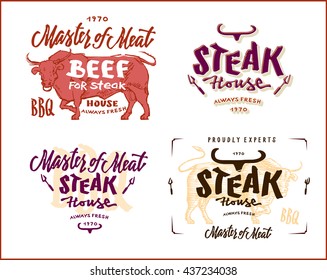 BBQ lettering logotype. beef symbol.