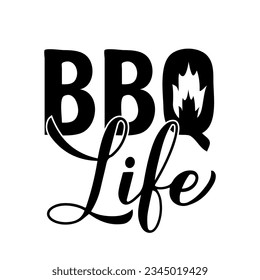 Caligrafía de vida de barbacoa con letras de mano aisladas en blanco. Cita divertida de Grill. Plantilla vectorial para tipografía afiche, pancarta, volante, pegatina, camiseta, etc.