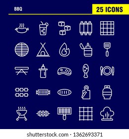 Bbq Line Icon Pack For Designers And Developers. Icons Of Barbecue, Bbq, Food, Sausage, Glass, Drink, Bbq, Lemon, Vector