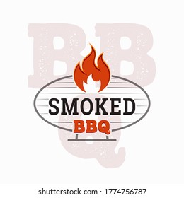 BBQ logo design. Barbecue and grill with fire flame on white background