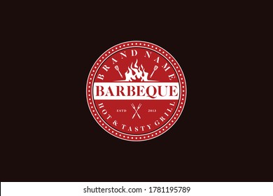 BBQ logo design vintage vector template