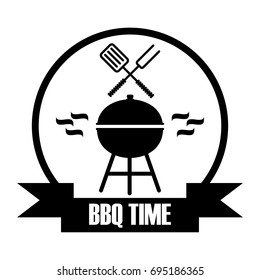 BBQ logo. Flat vector cartoon illustration. Objects isolated on a white background.