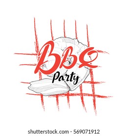 BBQ logo. hand drawn vector