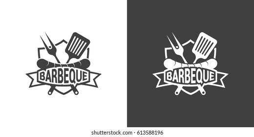 BBQ Logo for steak house or grill house restaurant. Vector illustration