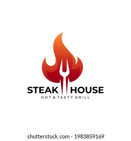 BBQ logo template, Logo of barbecue, fire icon