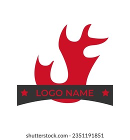 BBQ Logo Template with Red Ribbon. eps 10 easy to edit
