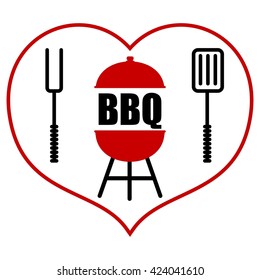 Bbq logo.Love logo.Objects isolated on a white background. Flat vector illustration.