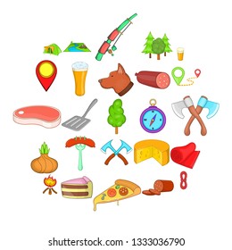 BBQ lunch icons set. Cartoon set of 25 BBQ lunch vector icons for web isolated on white background