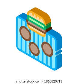 bbq meat for burger icon vector. isometric bbq meat for burger sign. color isolated symbol illustration