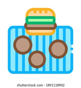 bbq meat for burger icon vector. bbq meat for burger sign. color symbol illustration