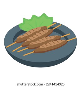 Icono de carne de barbacoa vector isométrico. Menú de comida. Alimentos para el plato