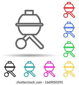 B-B-Q multi color style icon. Simple thin line, outline vector of web icons for ui and ux, website or mobile application