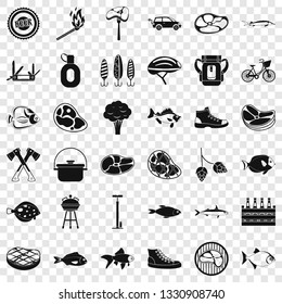 Bbq in nature icons set. Simple style of 36 bbq in nature vector icons for web for any design