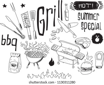 BBq Object Hand Drawn Doodle