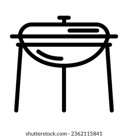 Icono de la línea de parrilla al aire libre BBQ, concepto de equipo de camping, Signo de equipo de barbacoa al aire libre sobre fondo blanco, icono de Barbeque Grill en estilo de contorno para móvil y web. Gráficos vectoriales