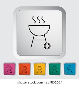 BBQ outline icon on the button. Vector illustration.