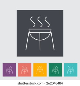 BBQ outline icon on the button. Vector illustration.